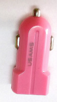 Зарядно за кола и камион 12-24V USAMS  DUAL USB розово